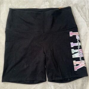 Casual Black Shorts with Pastel Pink Logo